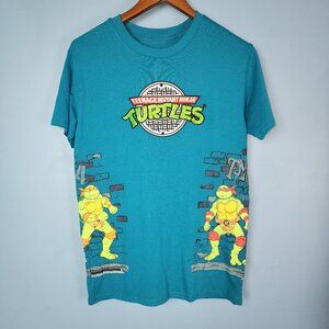 Teenage Mutant Ninja Turtles Embroidered Logo Graphic blue cotton t-shirt Size M
